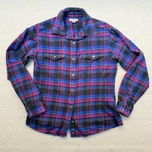 Carhartt Plaid Flannel Button Down Shirt Blouse Top Blue Pink Black Workwear M